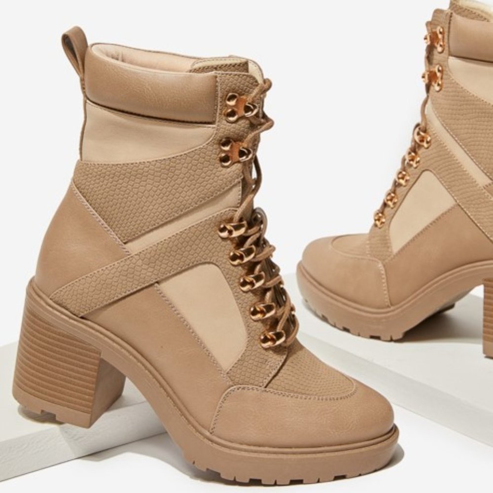 Brandnew Lace Up Bootie Sizes from 5.5 to 12 Taupe
